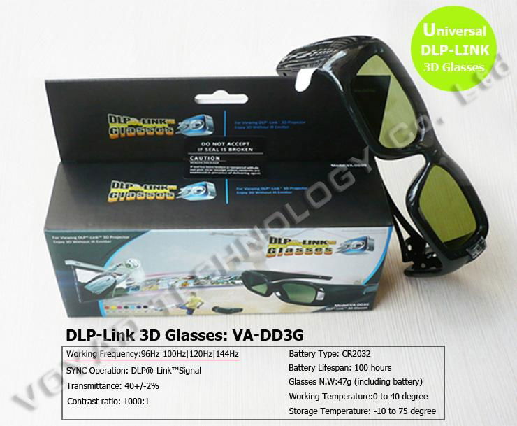 Universal DLP Link 3D shutter Glasses for All brands DLP 3D Projectors and DLP L
