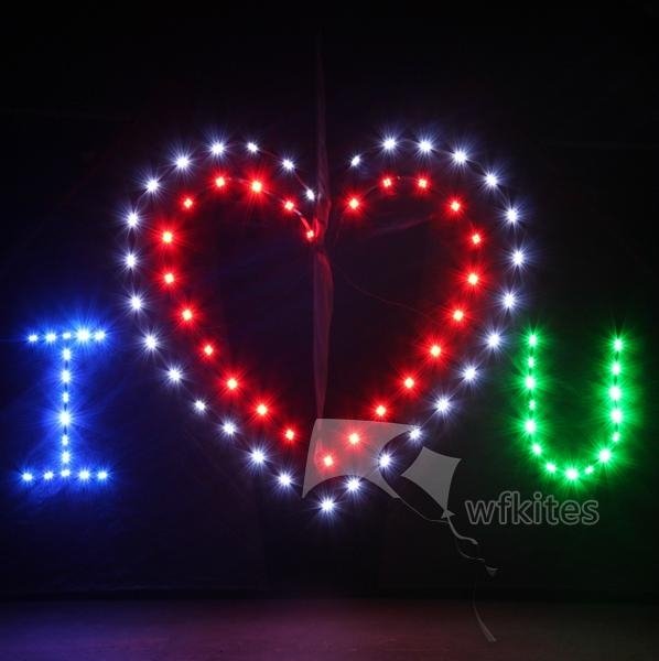 LED Night Kite,3m, Love Heart,[216LED]--Leader Kite 