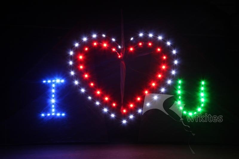 LED Night Kite,3m, Love Heart,[216LED]--Leader Kite  3