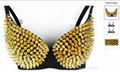 Heavy collar dancer singer DS costumes ladygaga jazz pole dancing gold bra 1