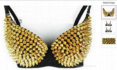 Heavy collar dancer singer DS costumes ladygaga jazz pole dancing gold bra