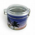 round tea/coffee airtight tin container with clear pp lid,metal tea box 1