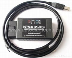 Wholesale workable in iPhone iPad iPod ELM327 WIFI USB auto diagnostic Interface