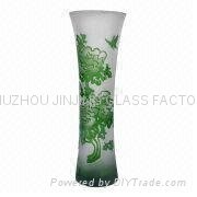 engraved high quality glass vase