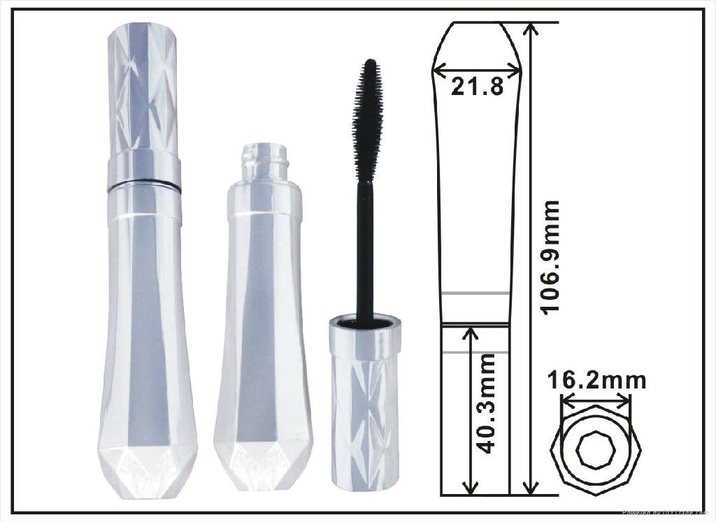 Empty plastic mascara tube with applicator cosmetic packaging 2