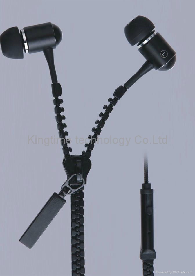 Zipper earphones, KINGTIME zipper in-ear headphones