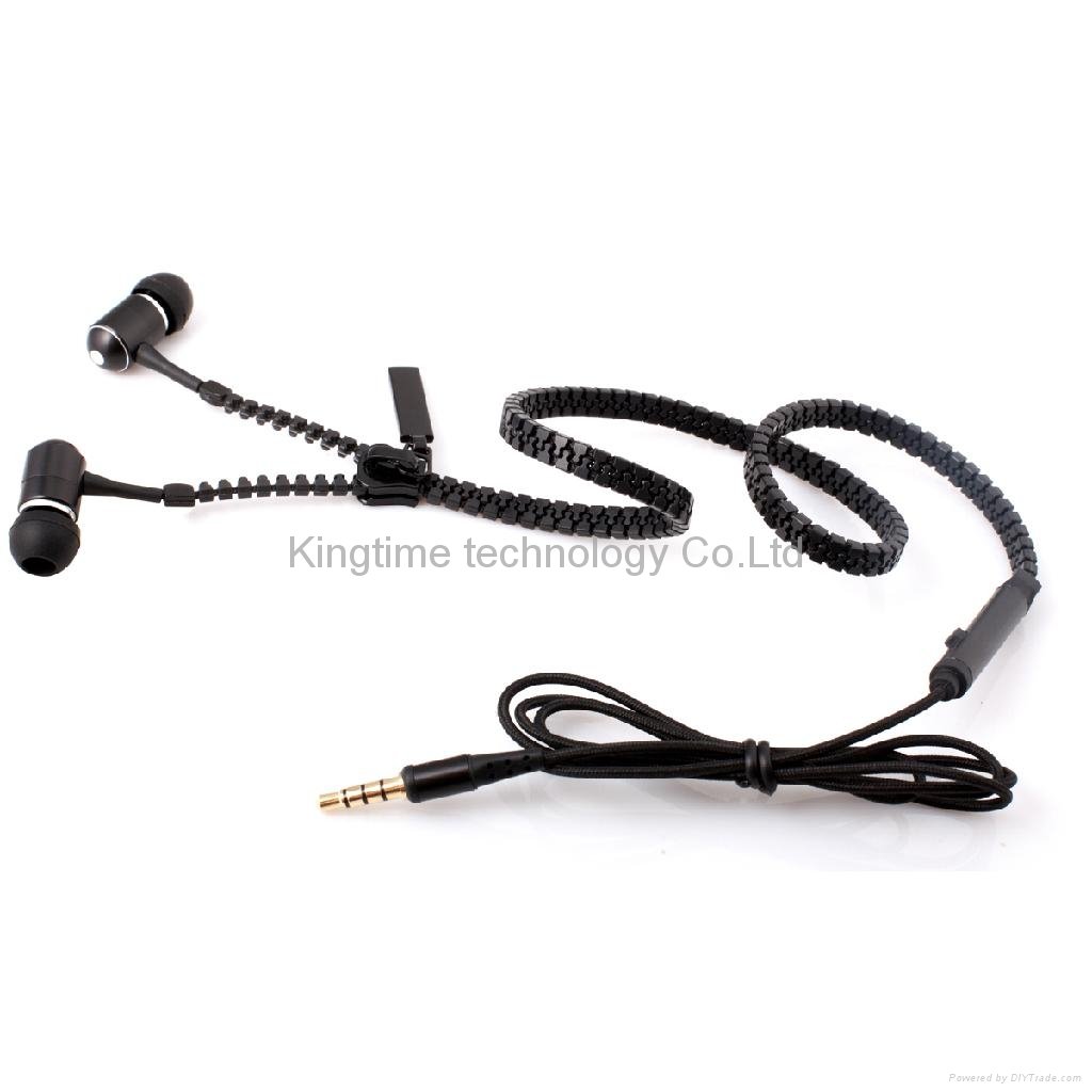 Zipper earphones, KINGTIME zipper in-ear headphones 2