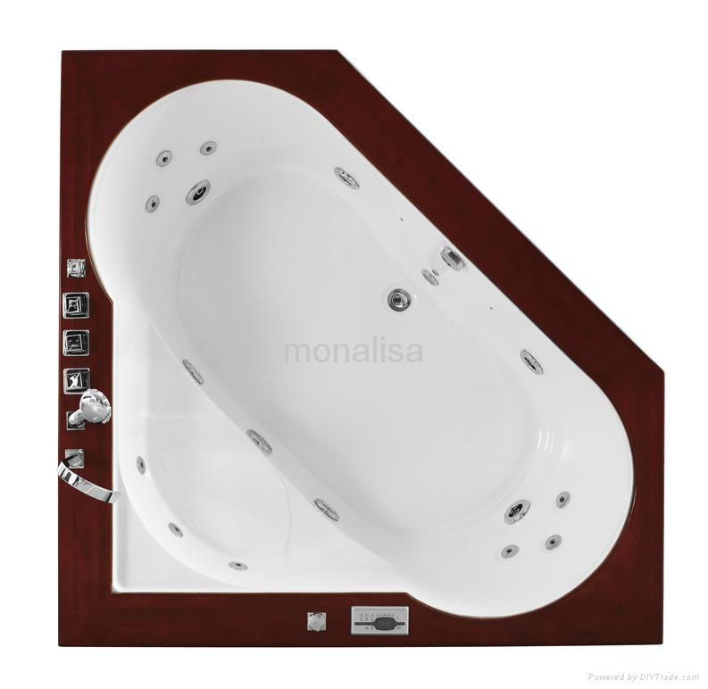 Corner Acrylic massage bathtub shower tray with skirt M-2035A for 2 persons 2