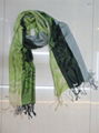 original single scarf splicing color cotton jacquard peony tassel scarf  1