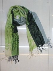 original single scarf splicing color cotton jacquard peony tassel scarf 
