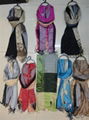original single scarf splicing color cotton jacquard peony tassel scarf  3