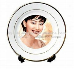 10 inch plate with golden edge--sublimation plate 