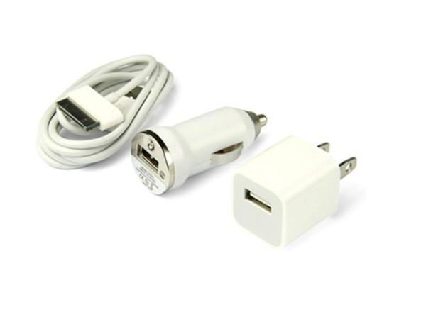 Kit for iPhone, Includes Wall/Car/Dock Charger and USB Cable