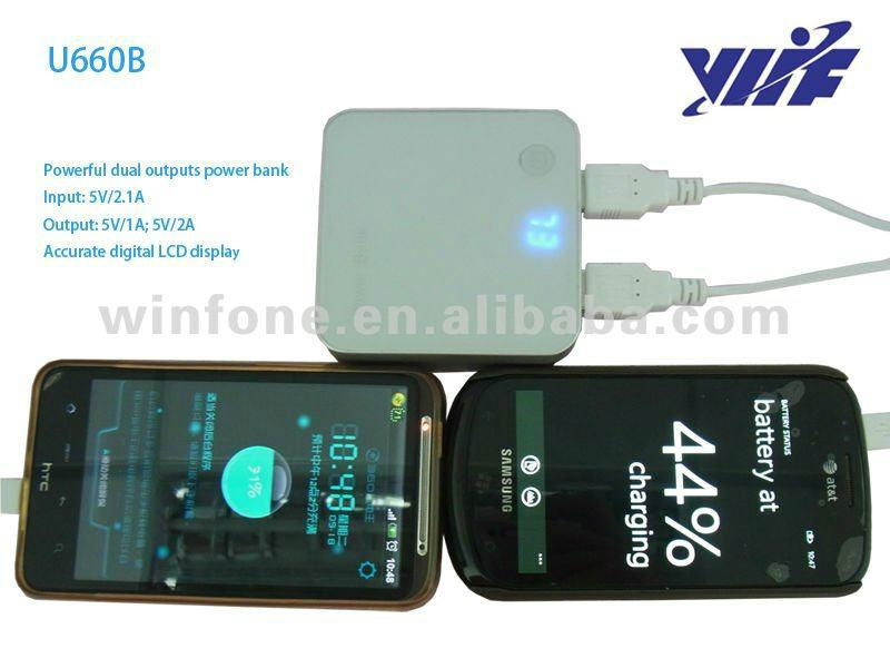 7200mAH dual usb battery charger for mobile phone with lcd screen and led light 2