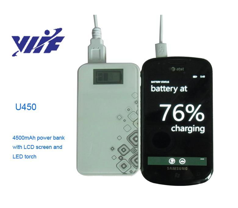 4500mAH cell phone battery charger with LCD screen and led light power bank 2