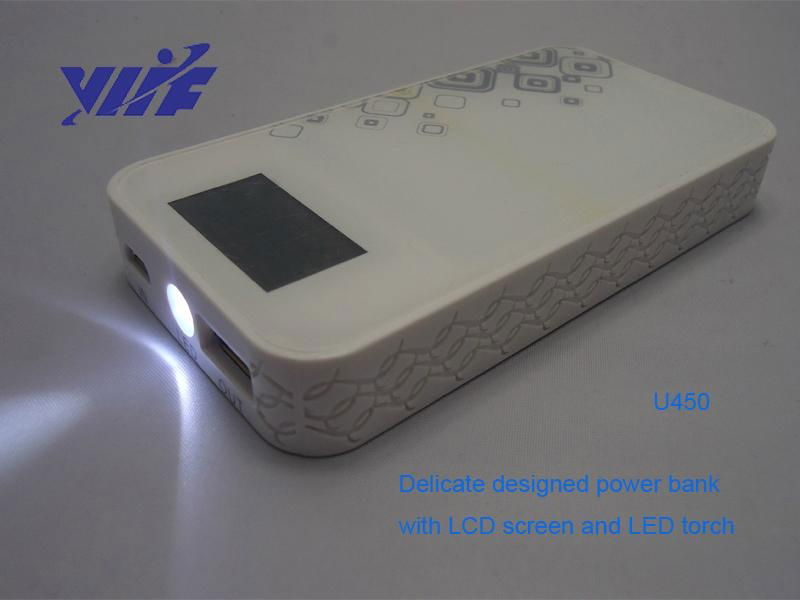 4500mAH cell phone battery charger with LCD screen and led light power bank 5