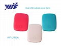 Colorful 5000mAH dual usb power bank for blackberry iphone htc samsung nokia 5
