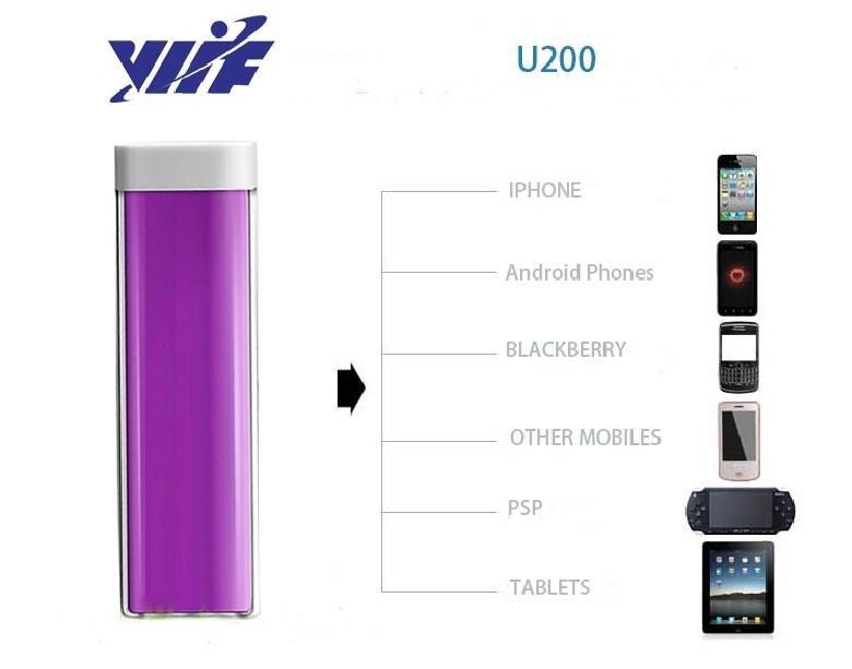 Colorful 2600mah lipstick power bank for mobile phone with 18650 