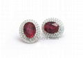 925 Sterling Silver Earring Imitation Jewelry(Synthetic Ruby) with micro setting