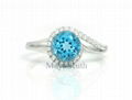 925 Sterling Silver Ring Swiss blue topaz Crystal Jewelry with micro setting 1