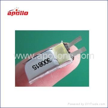 extra small lithium polymer battery 3.7V with the size 3*8*15mm