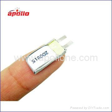  	the smallest li-polymer battery 3.7V with the size 2*8*15mm on sale 2