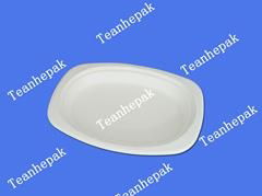 compostable white bleached oval plate plane tray