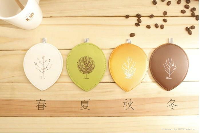 Round leather tea coaster with embossed logo 5