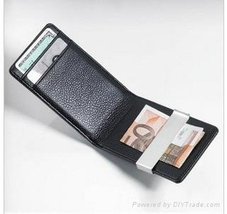 Black slim clip wallet wallets for money and bank cards 