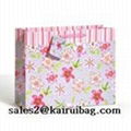 Pink Floral Gift Bag with Organza Ribbon