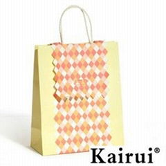 Brown Grids Design Clamshell Paper Bag KR093-7