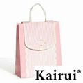 Stripe Printing Flap Paper Bag For Women