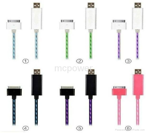 Data Line Visible USB Data Cable Flashing Smart Charger for iphone 4s ipad 3 2