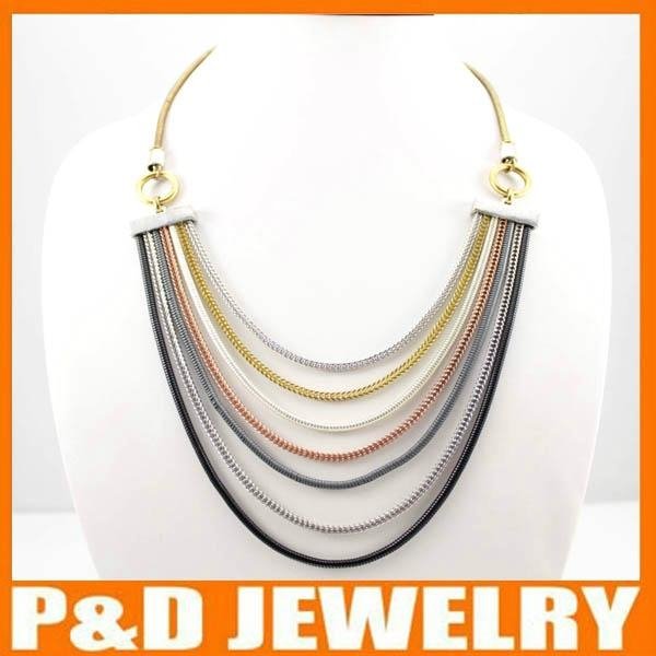 2013 hot sale 7 layered plating mixed necklace