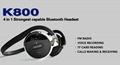 Bluetooth headset K800 FM radio and MP3 function 2