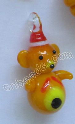 2013 new Christmas bear glass charms wholesale from China beads factory