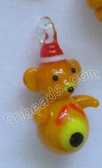 2013 new Christmas bear glass charms wholesale from China beads factory