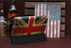 For IPad 2 3 magnetic UK USA Retro Flag Leather Case  PU smart cover Leather Cas