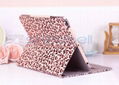 For ipad2/3 leather case Leopard Grain protective leather case stand case cover 