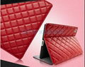 Rhombus pattern PU protective leather stand case cover for New iPad 3 iPad 2  1