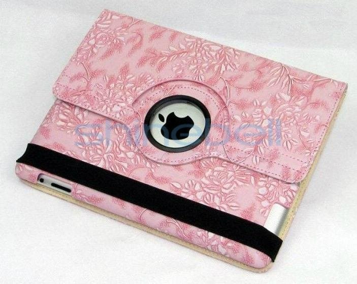 Grape pattern rotary flip stand Sleepleather case cover for iPad 2 i 2