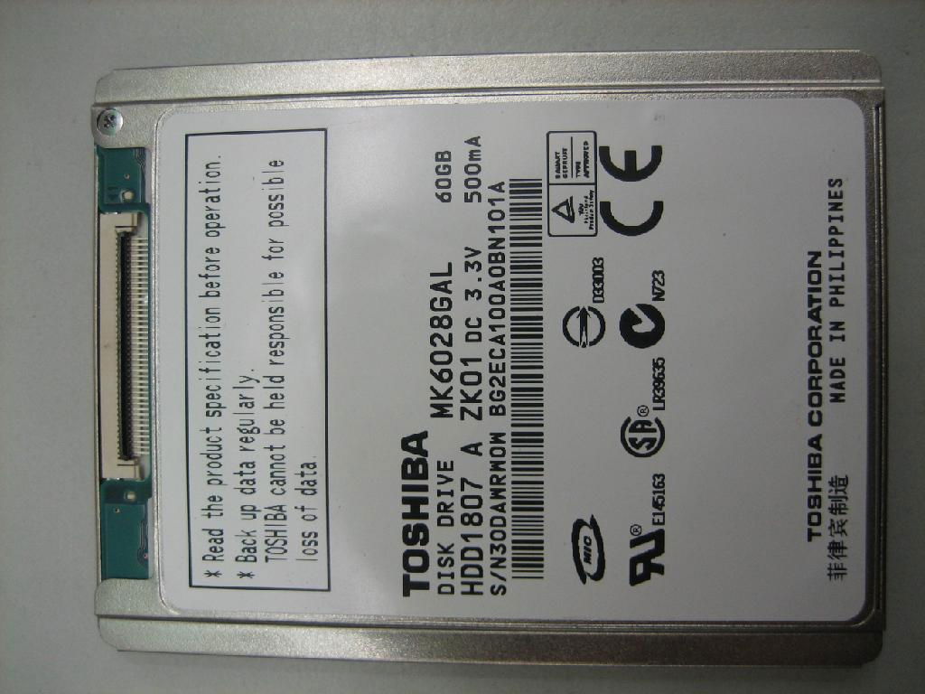 Toshiba 60GB HDD 4200rpm 1.8" (part#: MK6028GAL)   3