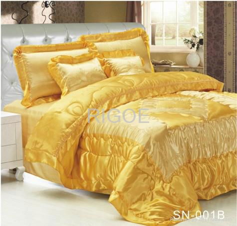 100% polyester embroidered satin comforter 2