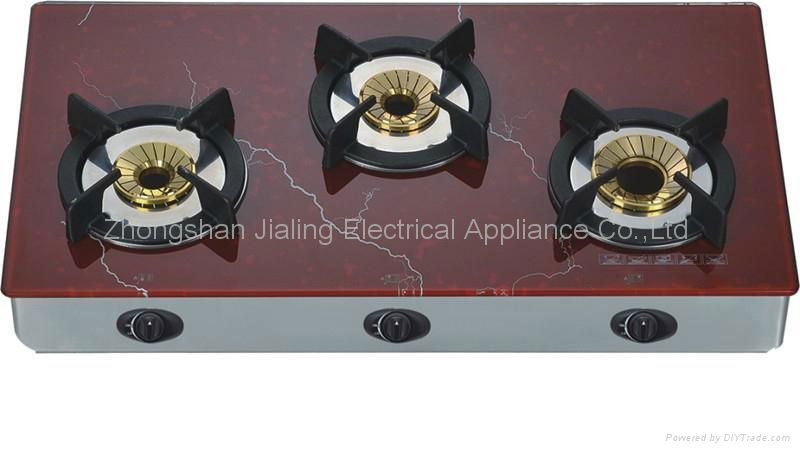 Gas stove automatic glass top 3 burner