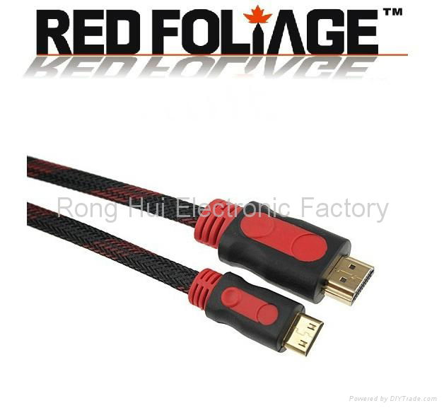 High speed Mini hdmi cable M/M for HD projectrs,tablet PC etc