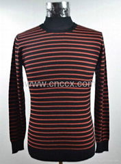 12STC0523 men's scoop neck striped sweater