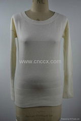 12STC0516 ladies' wide crew neck plain sweater