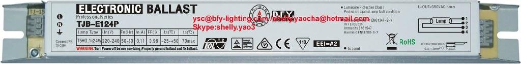 24 W electronic ballast for one T5 fluorescent lamp
