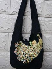 Dongba national cloth handmade peacock paillette embroidery messenger bag