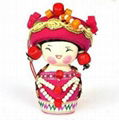 Ethnic dolls colorful hanging wooden craft ornaments decoration keychain 2